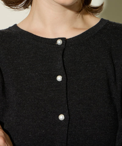 WASHABLE KNIT CARDIGAN WITH PEARL BOTTONS ニットカーディガン