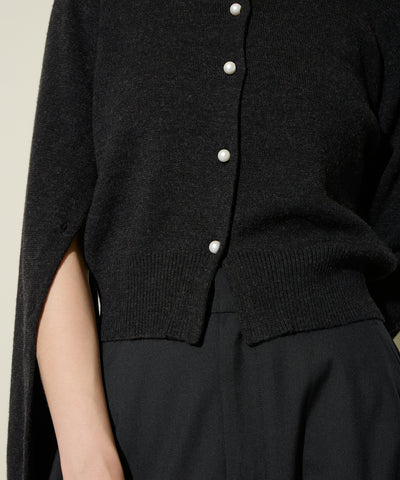 WASHABLE KNIT CARDIGAN WITH PEARL BOTTONS ニットカーディガン