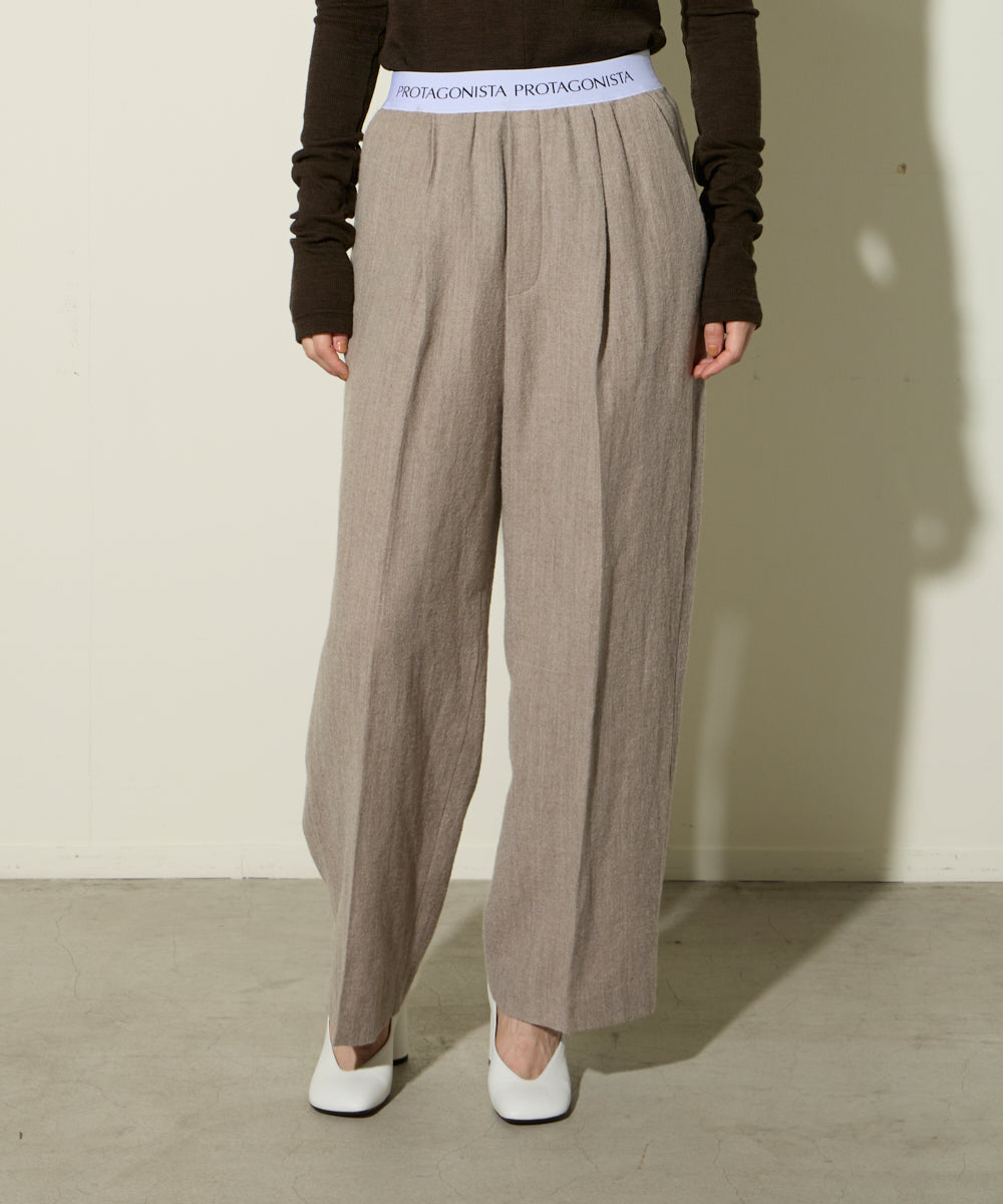 WOOL LINEN WAIST LOGO PANTS ロゴパンツ