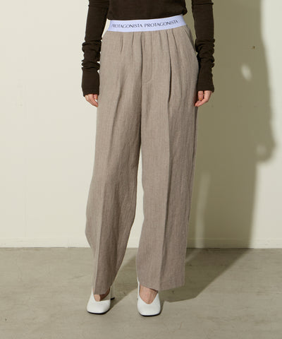 WOOL LINEN WAIST LOGO PANTS ロゴパンツ