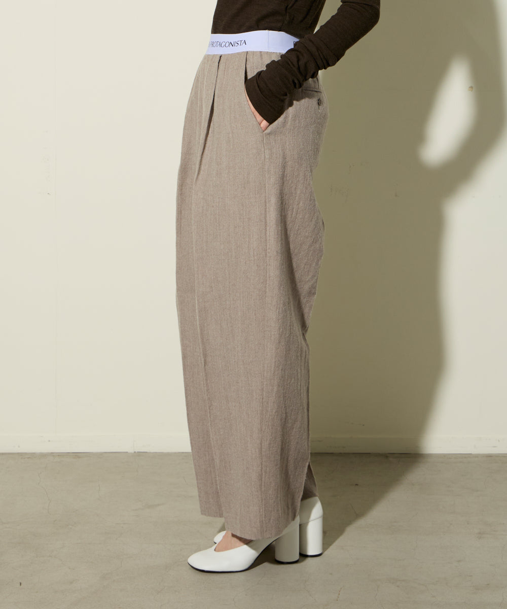 WOOL LINEN WAIST LOGO PANTS ロゴパンツ
