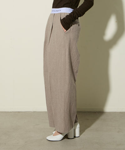WOOL LINEN WAIST LOGO PANTS ロゴパンツ
