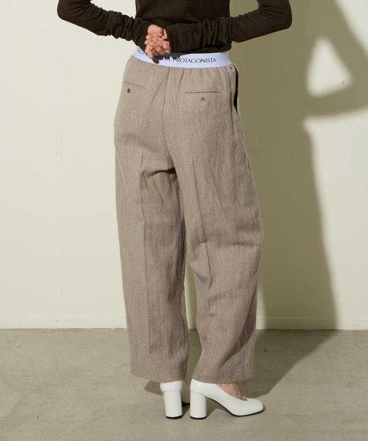 PROTAGONISTA | WOOL LINEN WAIST LOGO PANTS ロゴパンツ - アマン