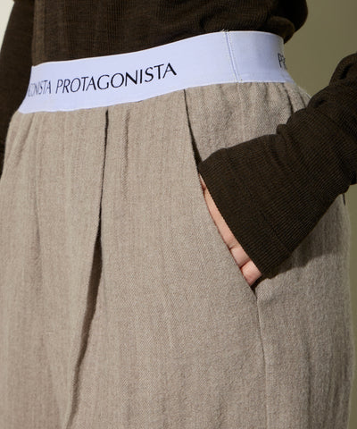 WOOL LINEN WAIST LOGO PANTS ロゴパンツ