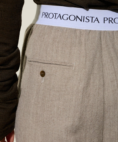 WOOL LINEN WAIST LOGO PANTS ロゴパンツ