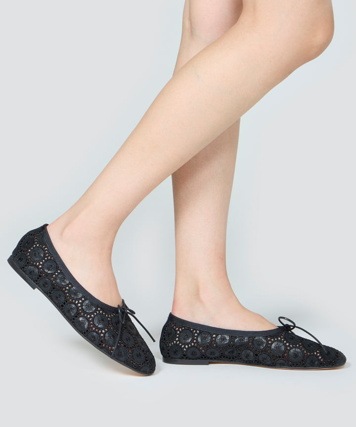 PELLICO SUNNY | マクラメ バレエシューズ 1.0cm BLACK - アマン