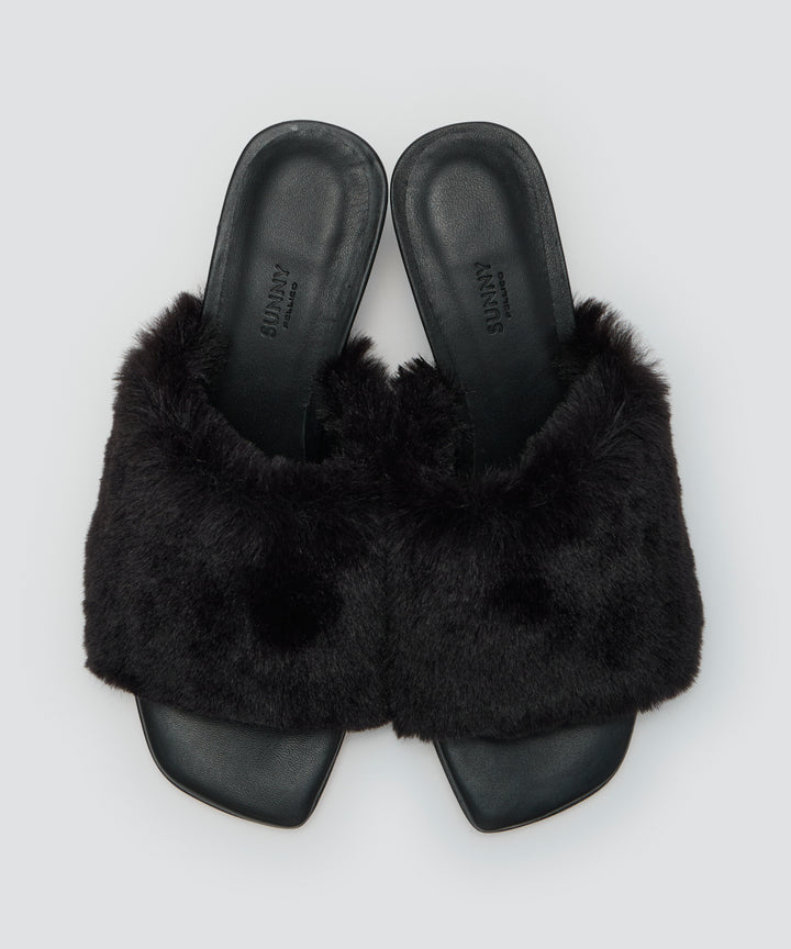 PELLICO SUNNY | ファー サンダル 5.0cm BLACK - アマン