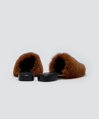 CERET ファー バブーシュ 2.0cm BROWN