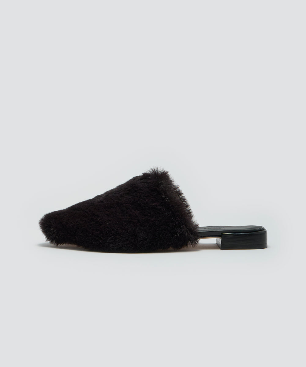 CERET ファー バブーシュ 2.0cm BLACK