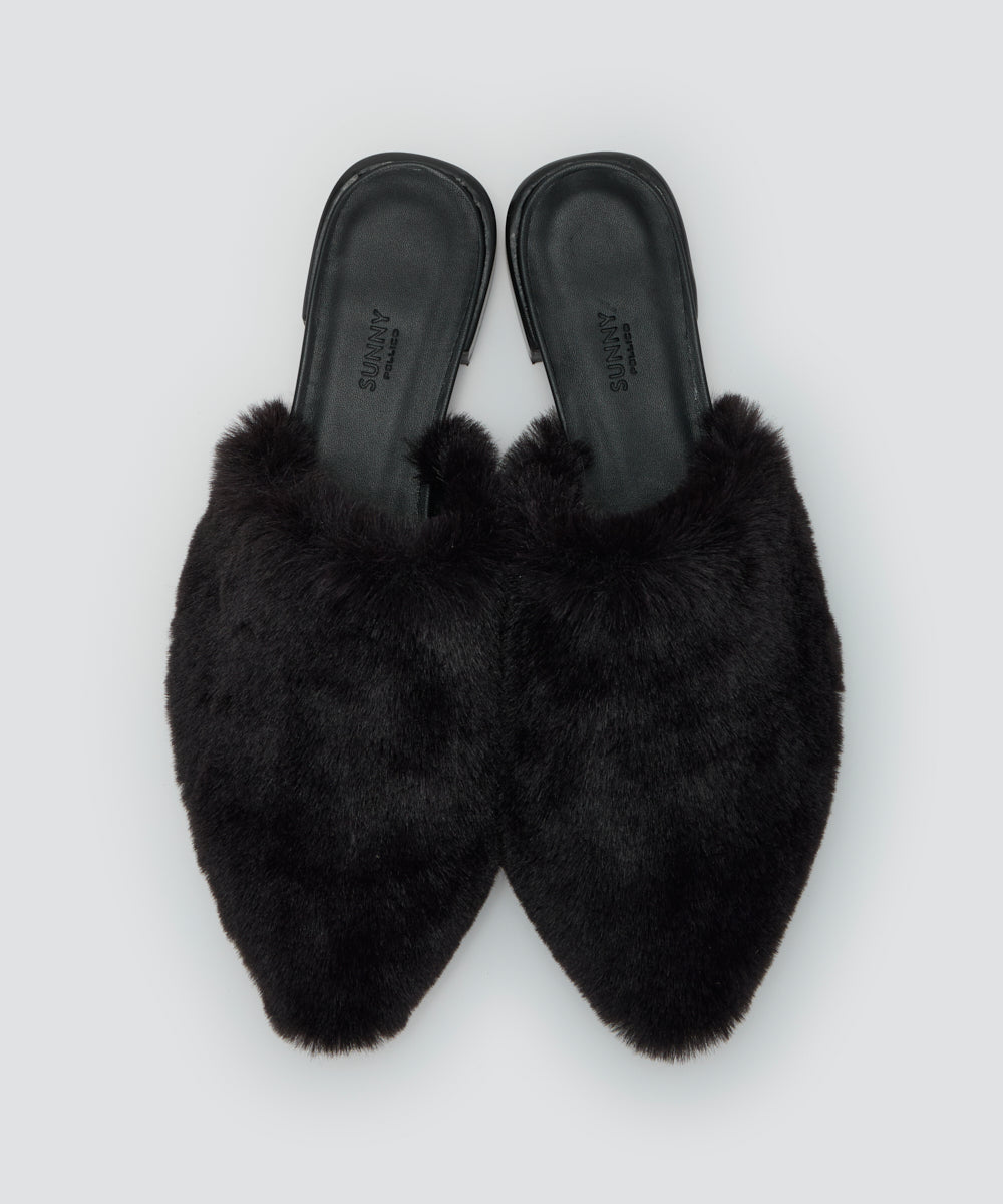 CERET ファー バブーシュ 2.0cm BLACK