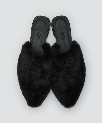 CERET ファー バブーシュ 2.0cm BLACK