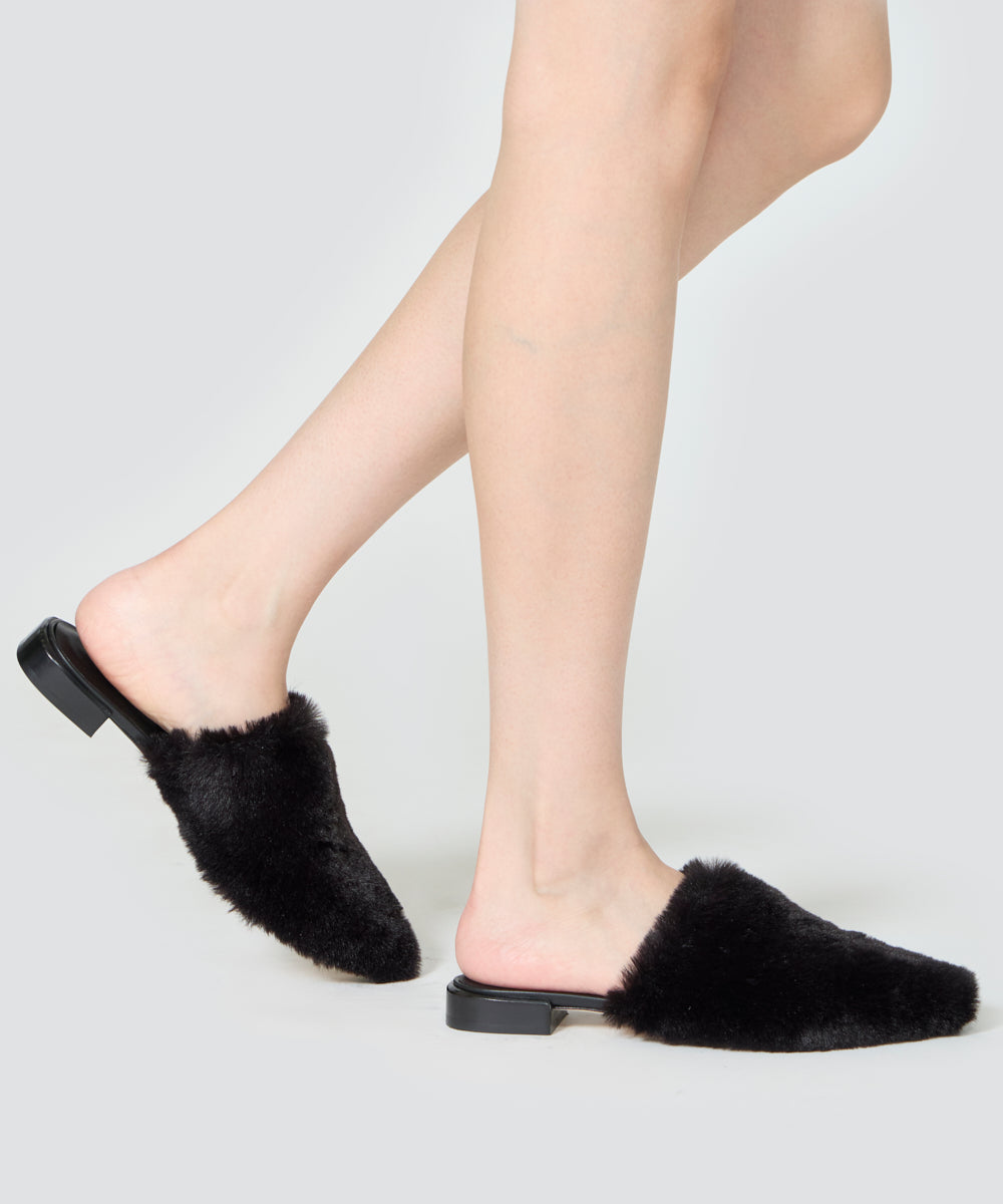 CERET ファー バブーシュ 2.0cm BLACK