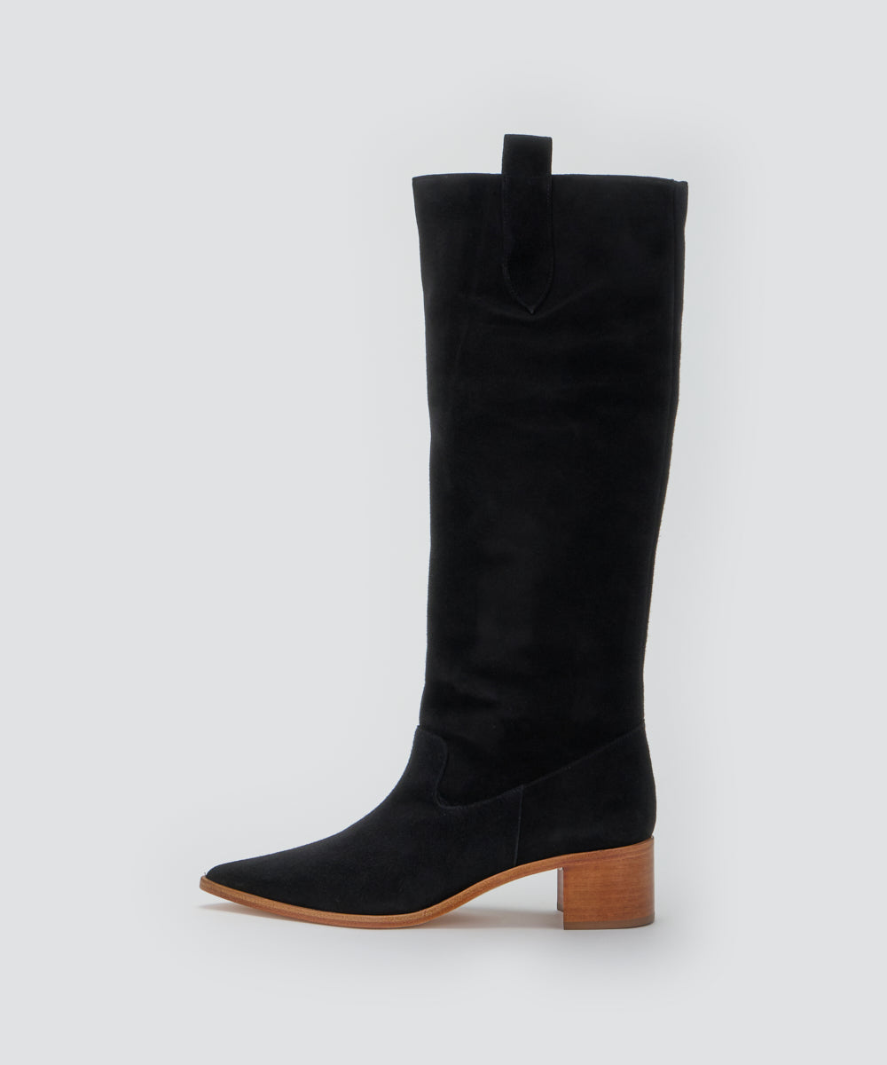 SEVILLA スウェード ロングブーツ 5.5cm BLACK