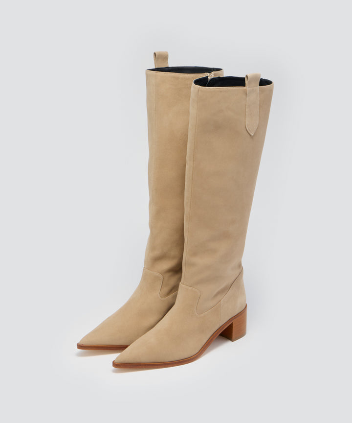 PELLICO SUNNY | スウェード ロングブーツ 5.5cm TAUPE - アマン