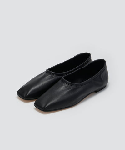 ESPIGA スムースレザー フラットシューズ 1.0cm BLACK