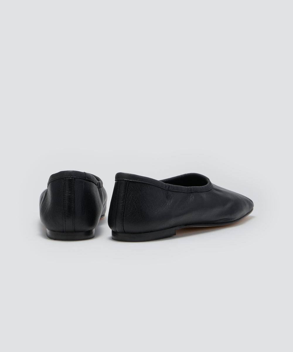 ESPIGA スムースレザー フラットシューズ 1.0cm BLACK