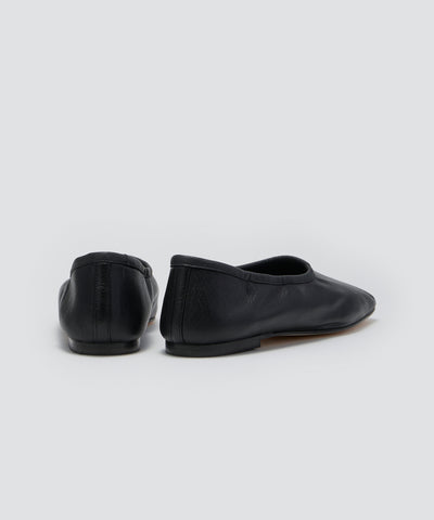 ESPIGA スムースレザー フラットシューズ 1.0cm BLACK