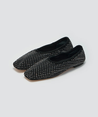 ESPIGA ベロアストーン フラットシューズ 1.0cm BLACK SILVER