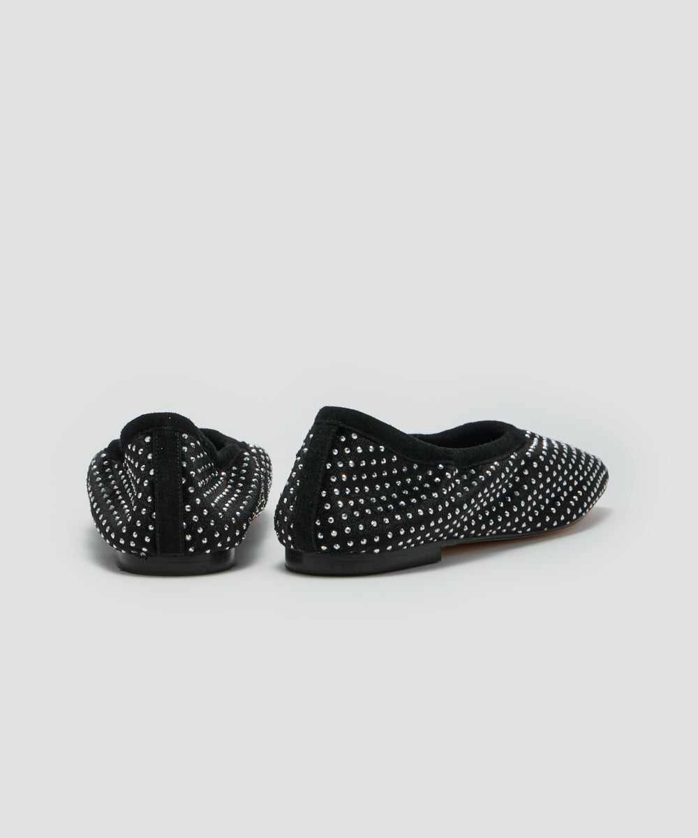 ESPIGA ベロアストーン フラットシューズ 1.0cm BLACK SILVER