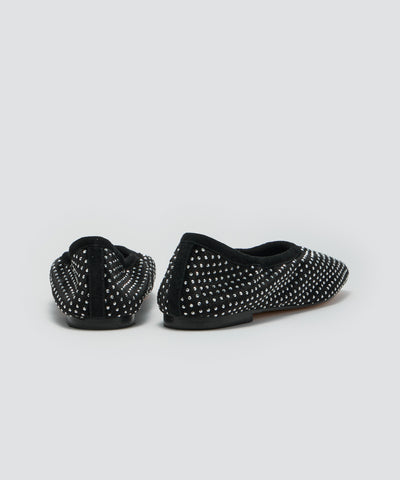ESPIGA ベロアストーン フラットシューズ 1.0cm BLACK SILVER