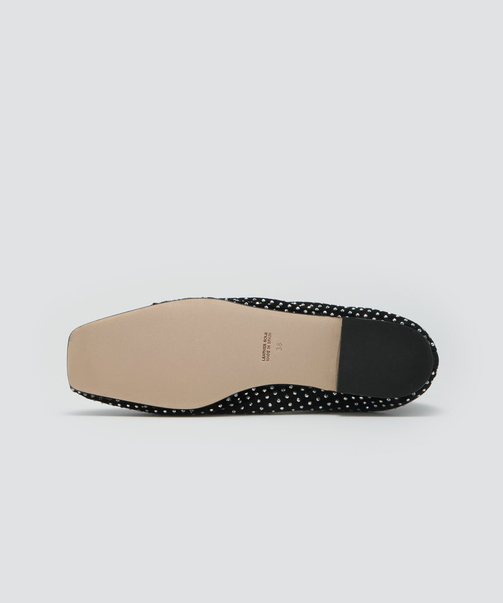 ESPIGA ベロアストーン フラットシューズ 1.0cm BLACK SILVER