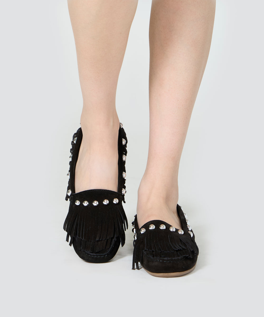 SACO スタッズ モカシン 1.0cm BLACK
