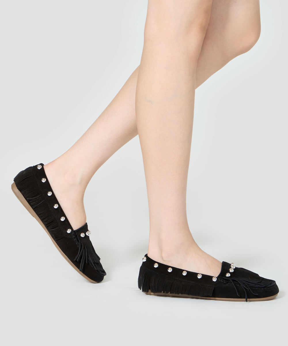 SACO スタッズ モカシン 1.0cm BLACK
