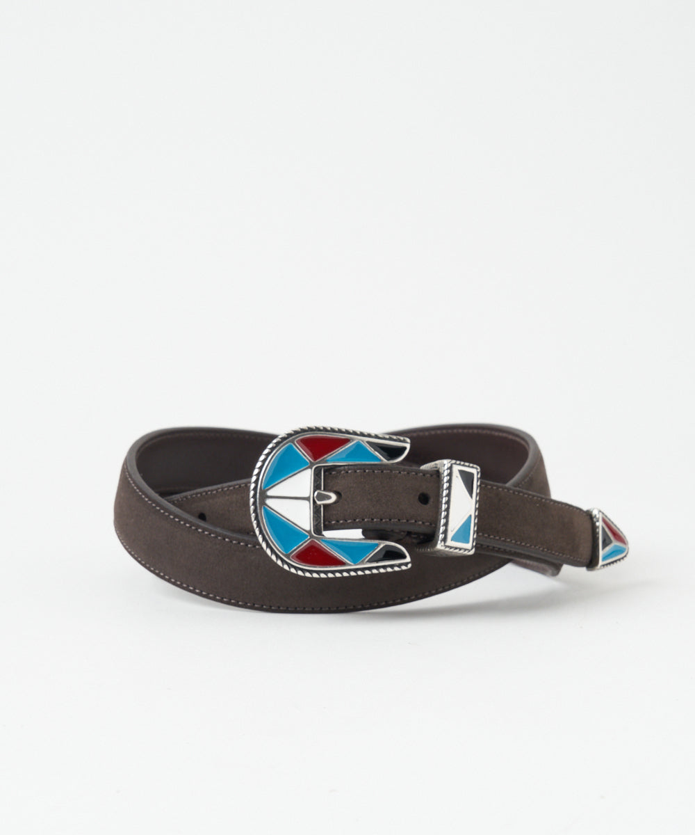 スエードガラスバックルウェスタンベルト/010/25 MORO