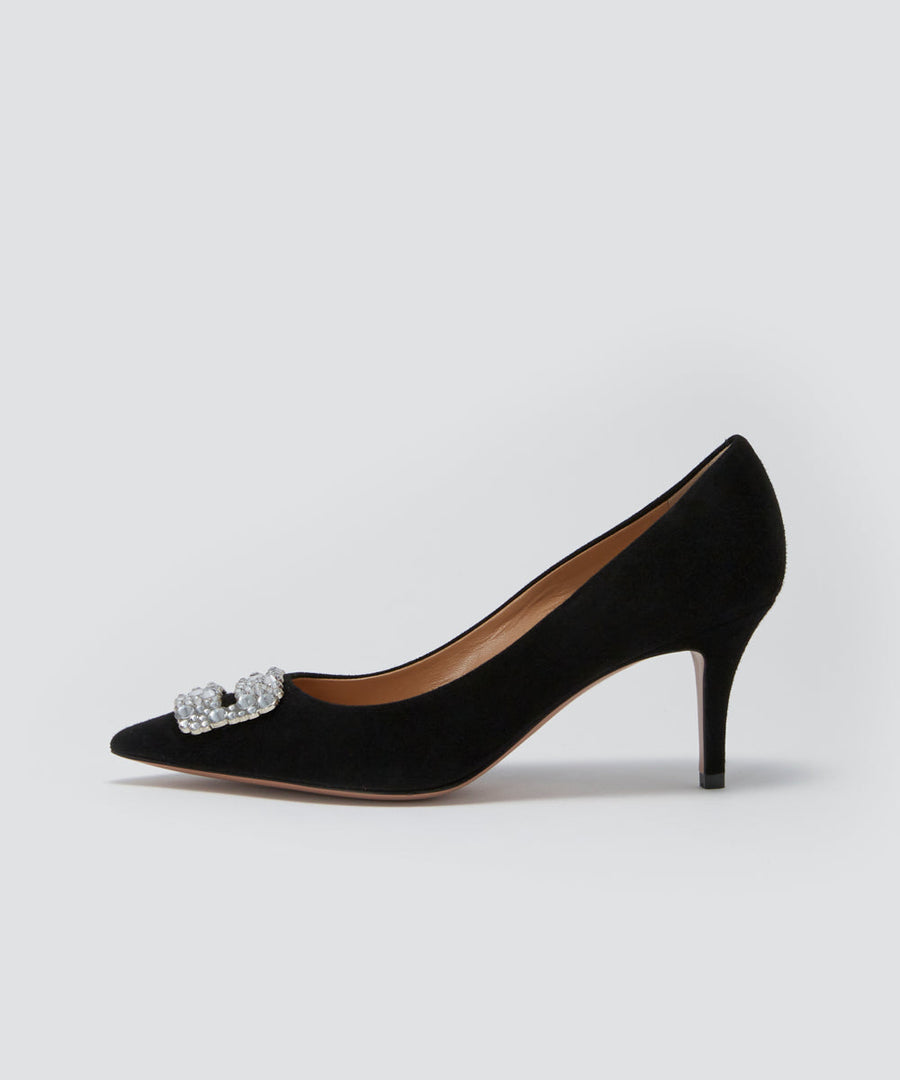 ANIMA アネッリフィッビア スウェード パンプス 6.5CM BLACK