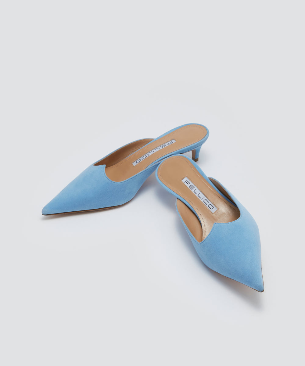 CUORE リネア クオーレ スウェード ミュール 3.5cm AQUAMARINE