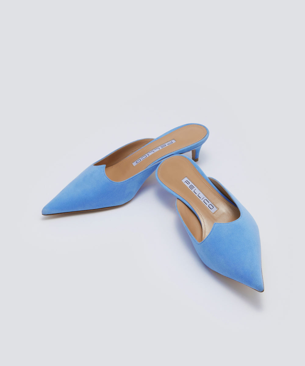 CUORE リネア クオーレ スウェード ミュール 3.5cm AQUAMARINE