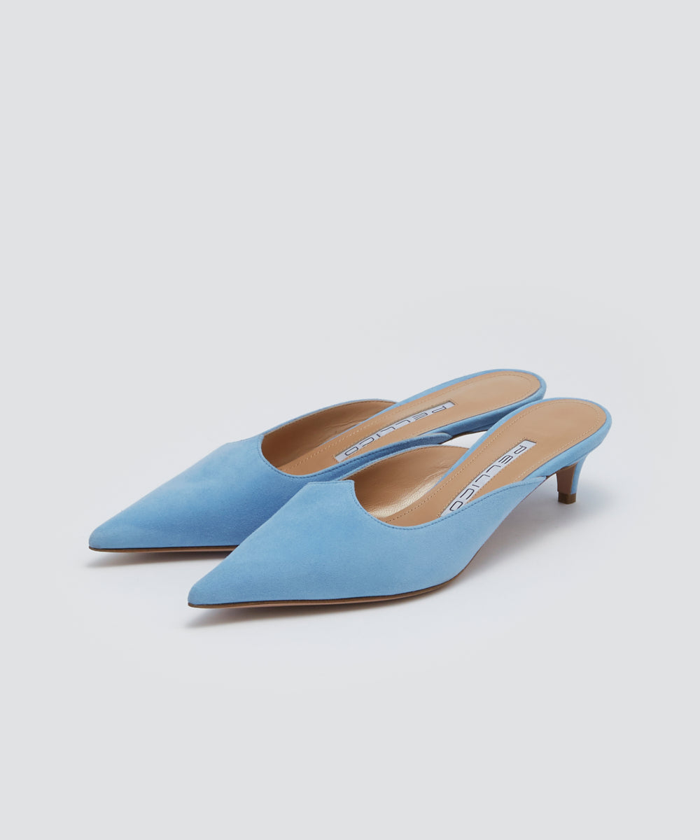 CUORE リネア クオーレ スウェード ミュール 3.5cm AQUAMARINE