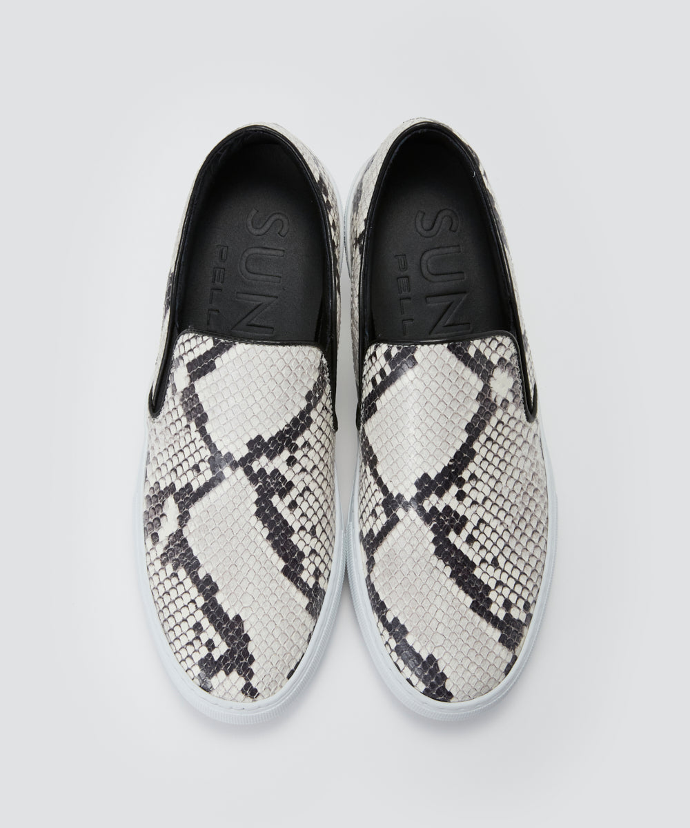 GIOIA ウィメンズ パイソン スリッポン 3.5㎝ BLACK/WHITE
