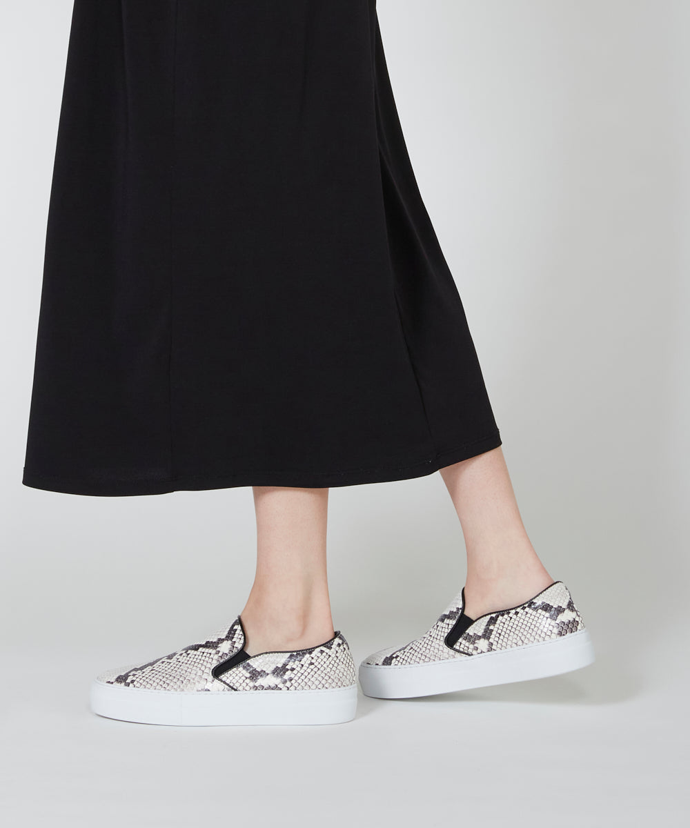 GIOIA ウィメンズ パイソン スリッポン 3.5㎝ BLACK/WHITE