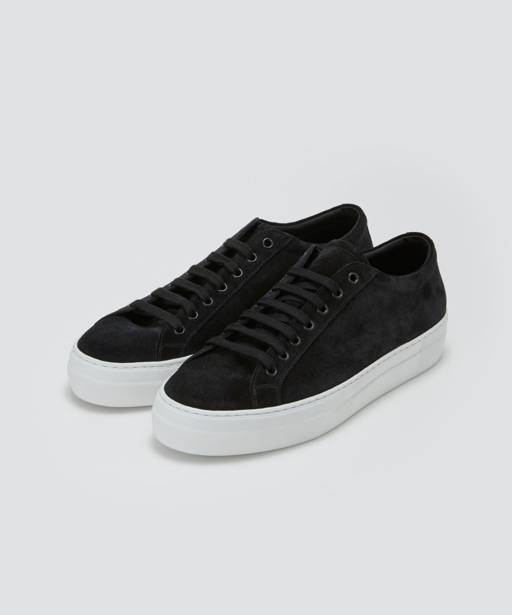GIOIA メンズ スウェード レースアップスニーカー 3.5cm BLACK